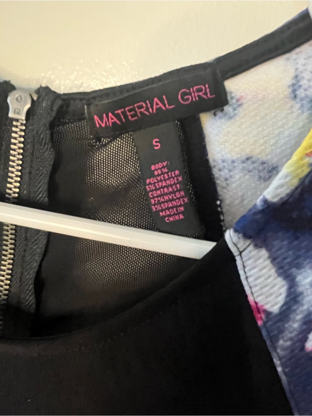 Material Girl Floral Print Dress with Black Mesh Bodice - Picture 5 of 5
